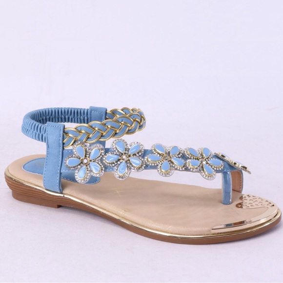 Restocked Italina / Atalina Toe Ring White Floral Rhinestone Daisy Sandal - Picture 10 of 11